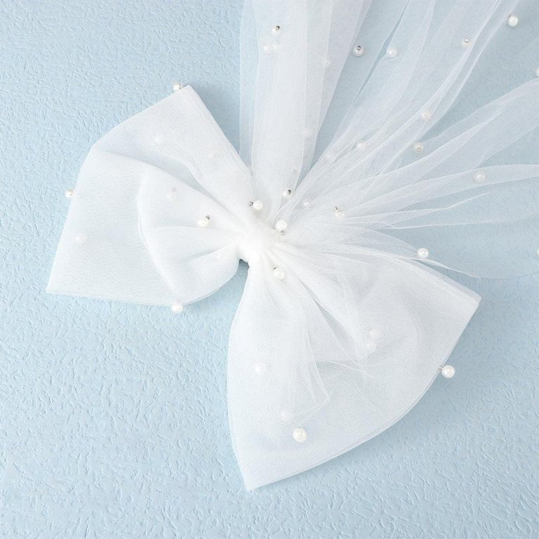 LShunze Bridal Hair Bow Veil Bachelorette Party Pearl Hair  display picture 1