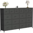 thumbnail image 4 of Commode en Tissu de 63 Pouces Meuble Télé avec Station de Recharge - Commode Longue à 18 Tiroirs pour Chambre - Commode Noire pour Salon, 4 of 7