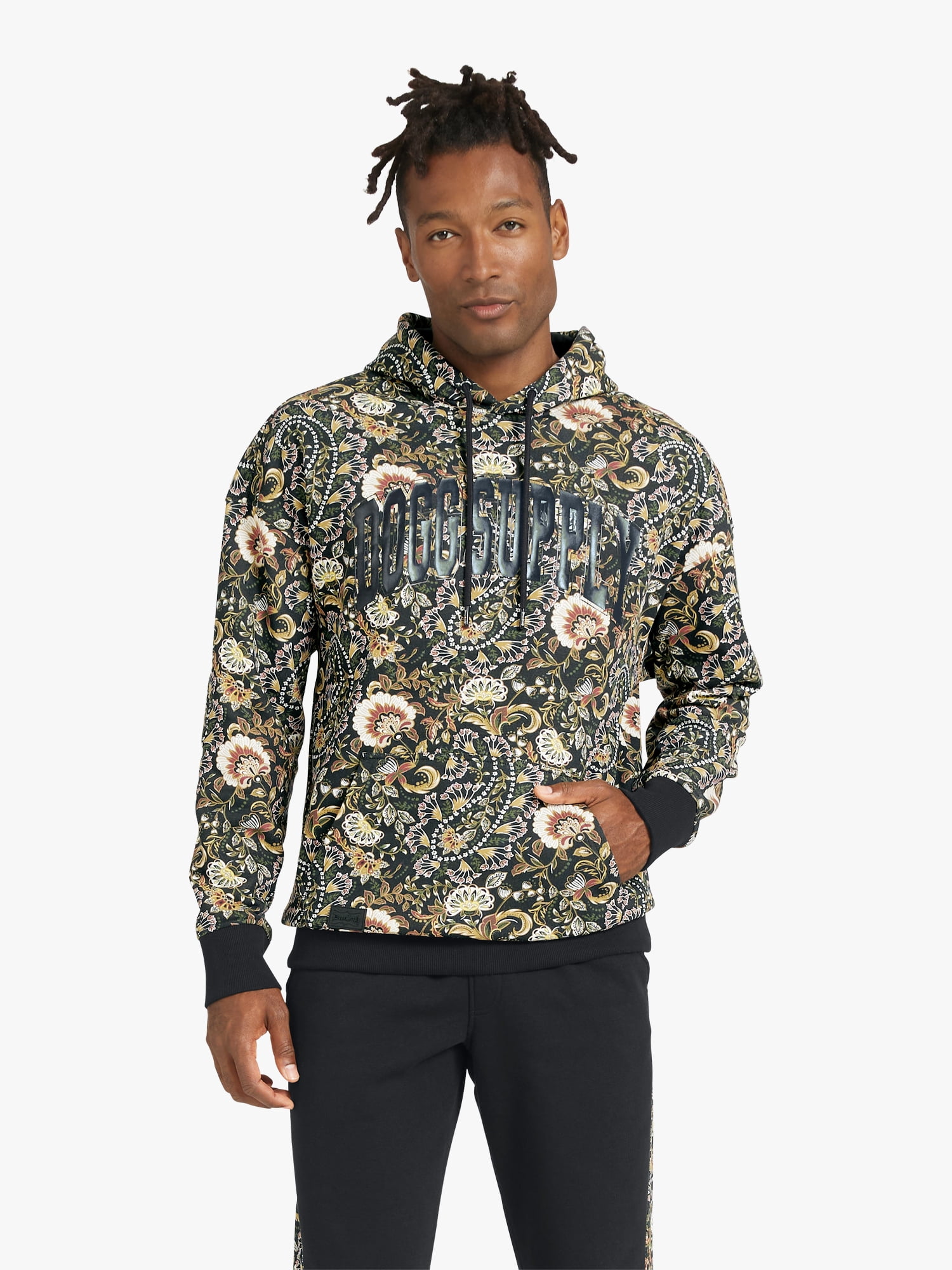 Dogg Supply by Snoop Dogg All-Gender Men's and Women's Floral Paisley Fleece Hoodie, Sizes XS - 3XL