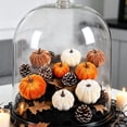 thumbnail image 6 of CHENjy Halloween Pumpkin Decor, Orange Velvet Fake Pumpkin with Natural Stem for Rustic Mantel Display and Entryway Console Accent, 2.36 Inch, 3 Pcs, 6 of 6