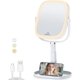 thumbnail image 1 of Espejo con luz para Maquillaje,Espejo de Doble Cara Recargable de 3000 mAh,Espejos de tocador con Soporte para Celular，Aumento de 1X/10X，Giratorio de 360°，3 ajustes de Color, Brillo Ajustable, 1 of 7