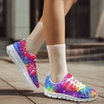 thumbnail image 2 of COEQINE Rainbow Tie-dye Girls Sneakers Breathable Mesh Lace Up Women Running Shoes for Travel Outdoor White Sole Training Athletic Sport Cute Footwear, 2 of 7