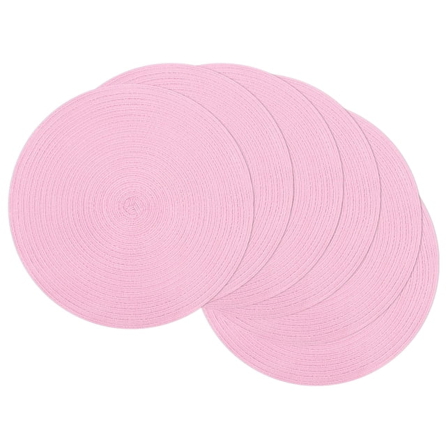Juego de 6 manteles redondos trenzados SHACOS para mesa de comedor, color rosa