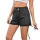 thumbnail image 1 of Shorts Vaqueros Ajustados Elásticos de Cintura Alta con Cordón y Fruncido para Mujer Gris Negro XXL, 1 of 9