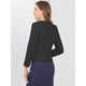 thumbnail image 5 of INSPIRE CHIC Oficina de trabajo para mujer, sin cuello, con cremallera, abrigo corto, traje, chaqueta, chaqueta cortada Negro L, 5 of 6