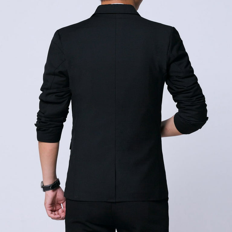 Jinda Men's Slim Fit Suit Jacket Casual Blazer Business Long Sleeve Fitted  Fall Semi Formal Suit Separate Black 28