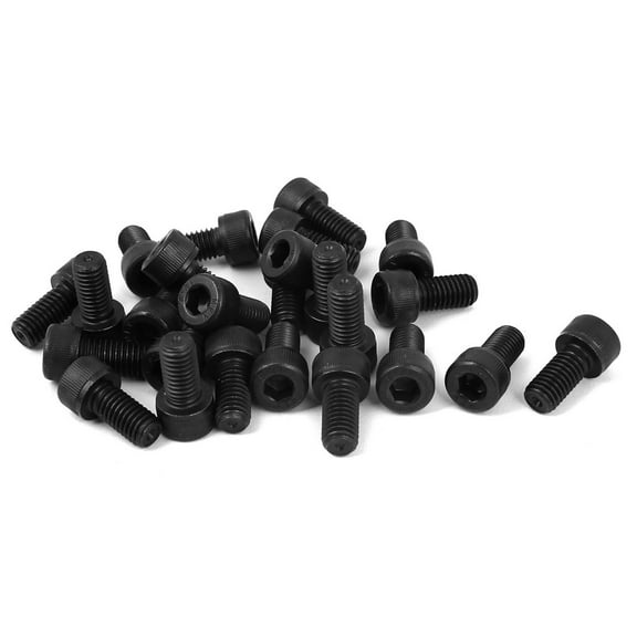 M8 x 16mm Full Thread Carbon Steel Hex Socket Cap Head Screws Bolts Black 25 Pcs