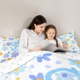 thumbnail image 4 of Meiyoeat Delicate Wildflower Letter S Twin Comforter Sets 3-Piece for Girls Children, Cute Art Bedding Set for Bedroom, Light Blue Yellow White, 4 of 6