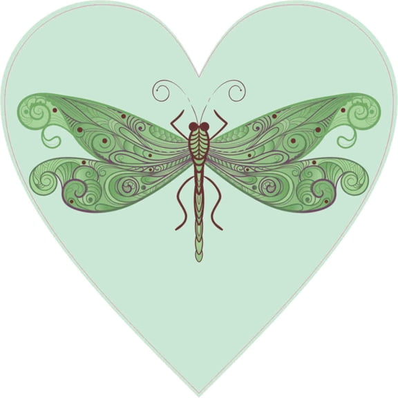 4in x 4in Dragonfly Heart Bumper Sticker Vinyl Cup Decal Vehicle Stickers