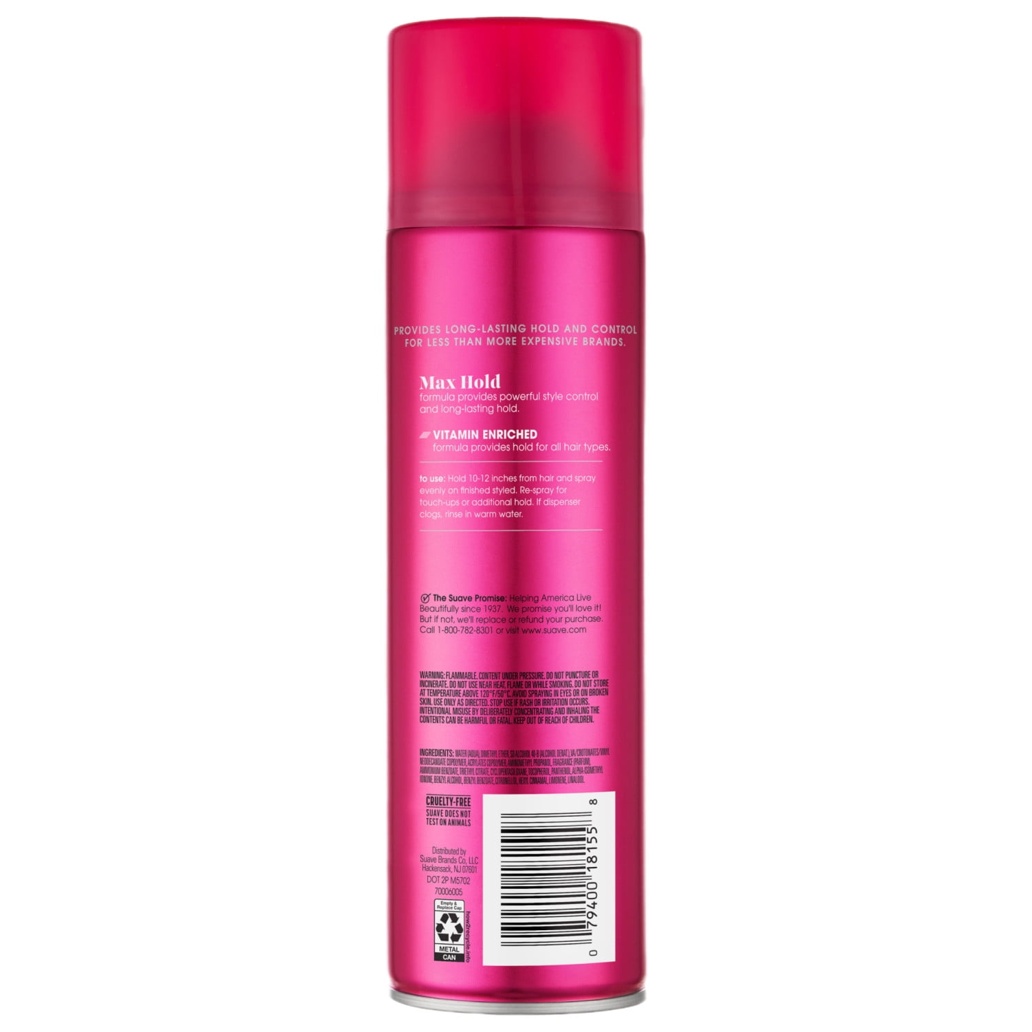 (3 pack) Suave Max Hold 8 Aerosol Hairspray For Women, Strong Hold For All Hair Types, 11 OZ