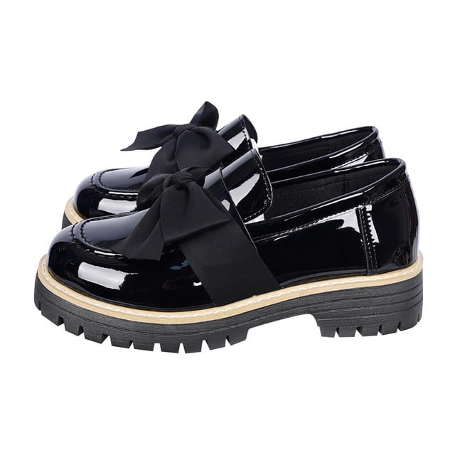 Mocassin pour Femmes, Nœud Confortable en Cuir Verni Rehaussant la Taille - Chaussures à Enfiler