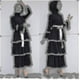 thumbnail image 3 of Pastel de moda para mujer, blanco y negro, con vestido largo de manga larga, ropa musulmana (hijab no incluido), 3 of 4