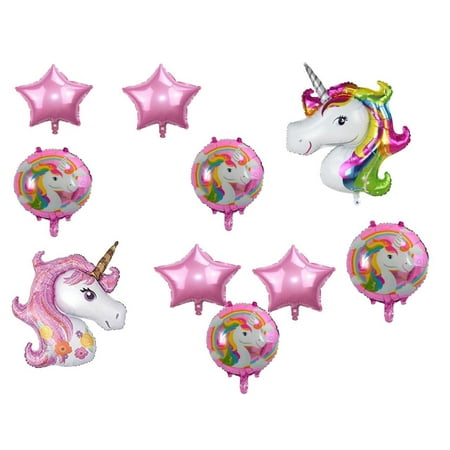 Elegantoss 10 Pcs Helium Air Unicorn and Plain Foil Balloon's for Party Decoration & Supplies