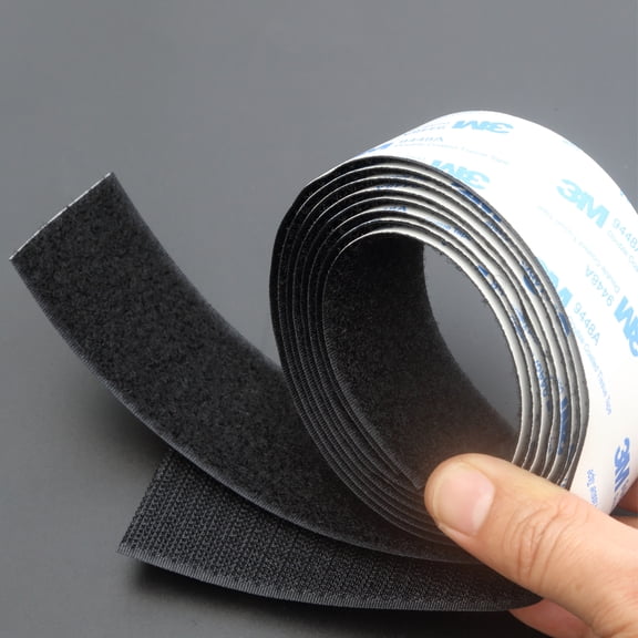 Professional Black Self-Adhesive Hook and Loop - 38mm Wide All-Weather for Car Interior & Crafts