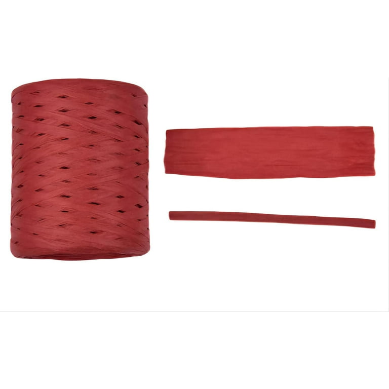Festive Red Raffia Paper Craft Ribbon Pack - 218 Yards Long Raffia Ribbon  for Gift Wrapping and DIY Decoration 