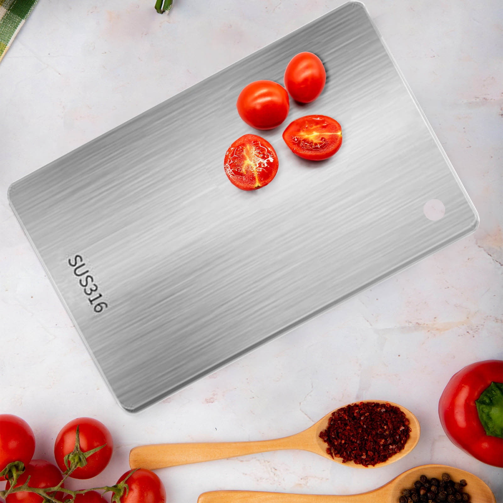 Coollooc Titanium Cutting Boards, Taima邃｢ 100% Pure Titanium Cutting Boards for Kitchen, Double-Sided Food Grade Cutting Board, Chopping Boards Cutting Mat for Meat Fruit & vegetable (15.3 x 11 Inch)