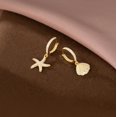 thumbnail image 2 of 925 Sterling Silver CZ Seashell Hoop Earrings for Women Teens Starfish Huggie Earrings Dangle Beach Earrings, 2 of 9