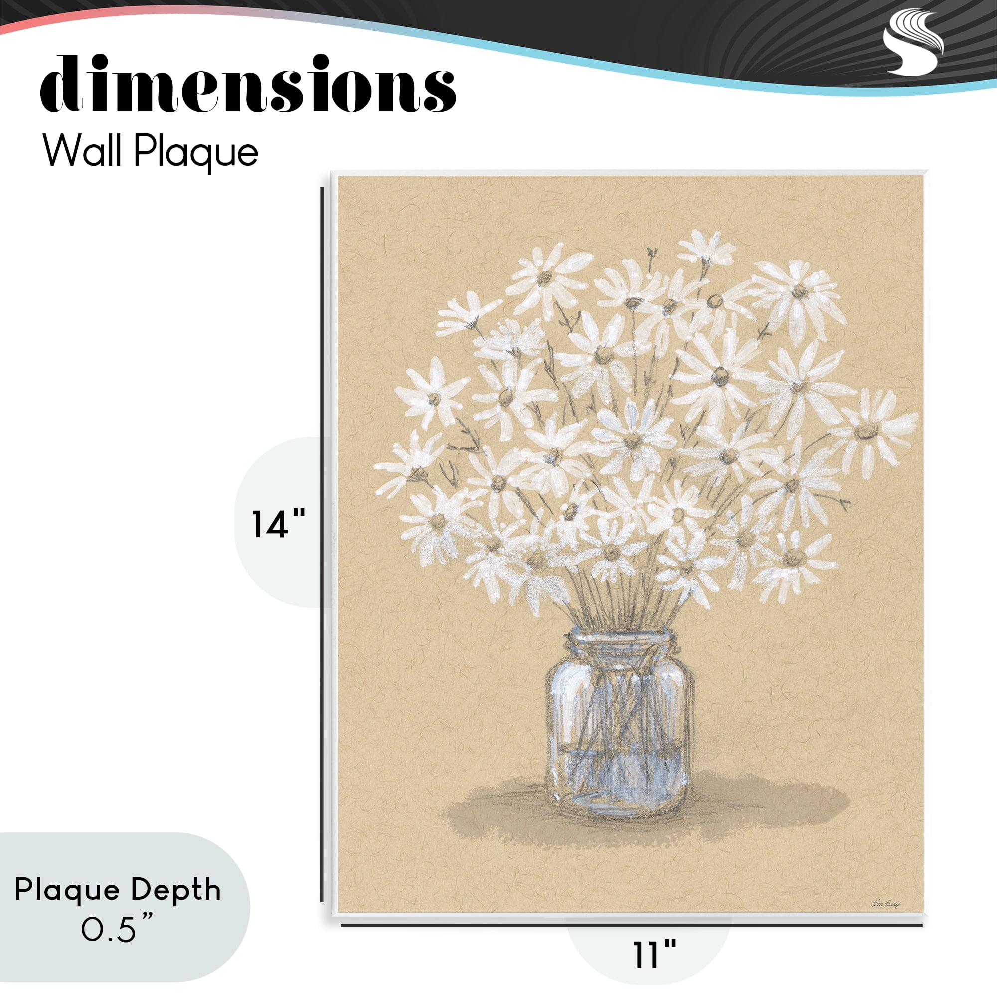 Stupell Industries Daisies Jar Drawing Wall Plaque Art, design by Patti Bishop