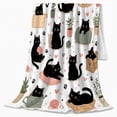 thumbnail image 2 of Playful Black Cats Yarn Hearts Whimsical, Playful Pet Portrait Pattern, Warm Flannel Blanket for Living Room and Reading Nook, Cat Lovers Thanksgiving Gift, Pet Lover Home Decor, 2 of 9