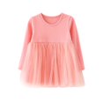 thumbnail image 2 of Lutiedan Toddler Girls Long Sleeve Tulle Peplum Tops Crew Neck Mesh Tutu Hem Shirts Casual Princess Flowy Shirts 0-3,Pink, 2 of 5