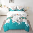 thumbnail image 3 of 7 Pcs Comforter Set Twin Size, Football Bed in a Bag with Flat Sheet and Fitted Sheet and Adults,Football Bedding Set with Pillowcase and Sham(Miami), 3 of 5