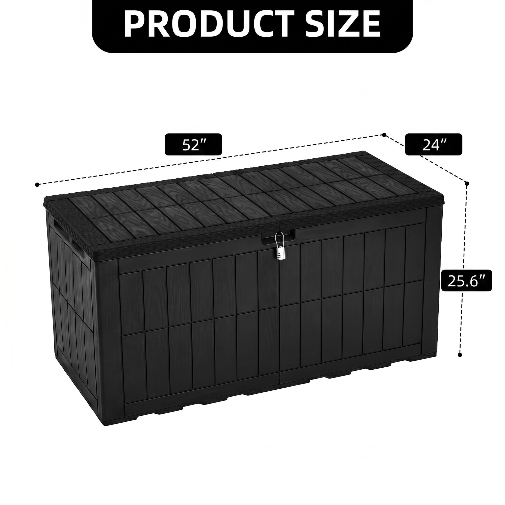 Uforic 134 Gallon Waterproof Outdoor Storage Box with Lock, Resin Deck Box with Hydraulic Support, Weatherproof Storage Bin for Patio Cushions Garden Tools Pool Supplies, Black