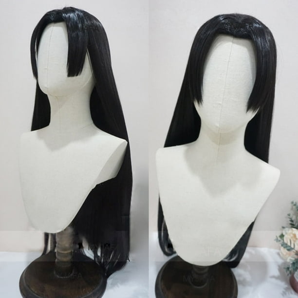 High Quality One Piece Boa Hancock Cosplay Wig Black Long Straight Heat Resistant Synthetic Hair Anime Wigs Wig Cap Earrings heqiyong LED Walmart en linea