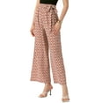 thumbnail image 4 of INSPIRE CHIC Women's Pant Geometric Pattern Elastic Tie Waist Summer Boho Wide Leg Long Pant S Caramel, 4 of 6