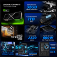 thumbnail image 3 of PC Gamer con IA Xtreme PC Gaming NVIDIA GeForce RTX 5060 Ti AMD Ryzen 7 5700X 32GB SSD 1TB Sistema Liquido WIFI Grey gaming 1080p, estudios y multitarea, 3 of 6