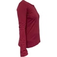 thumbnail image 6 of COUVER Women's Cotton Crew Neck Long Sleeve Shirt, 1PC, Maroon, Small, 6 of 6