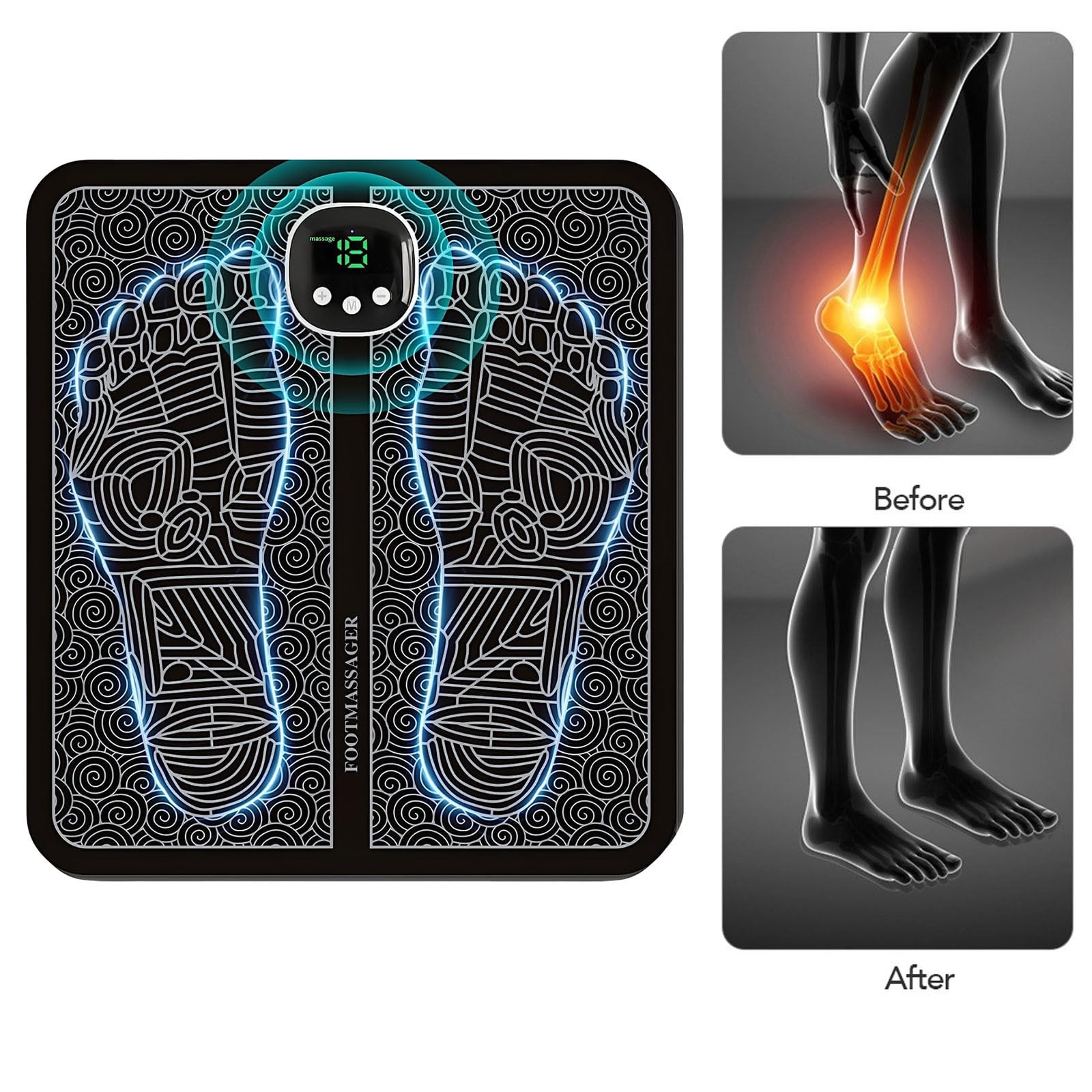 cpengpj Portable Foot Massager with 8 Modes 18 Gears USB Charging for Neuropathy Pain Relief and Improved Circulation