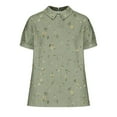 thumbnail image 4 of PVCS Womens Tops Women's Casual Retro Style Casual Printed Short Sleeve Blouse V-Sleeve Blouse/Shirt, 4 of 5