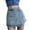 Blue, variant on tasrioml Women High-Waist Denim Shorts Retro Design Slim Fit Solid Color Fake Two Piece Skort Formal Casual Wear