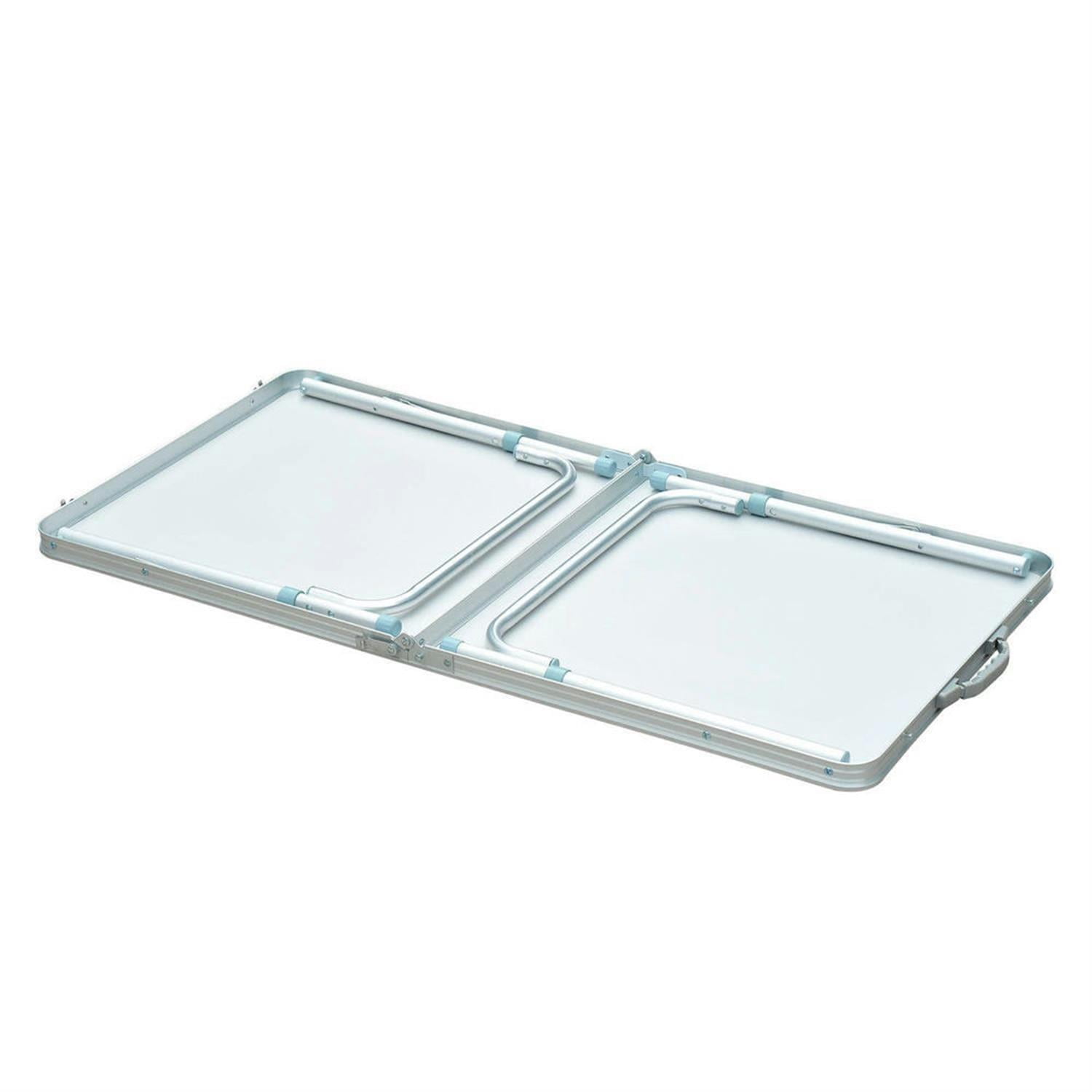 Demi Bonn 47" Aluminum Lightweight Portable Folding Easy Clean Camping Table with Carrying Handle, Collapsible Outdoor Table for Picnics, Silver