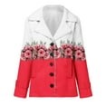 thumbnail image 4 of Herrnalise Jackets For Women Fashion Long Sleeve Pocket Plush Button Coat Shackets For Women 2024 fall Red,L, 4 of 5