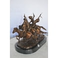 thumbnail image 4 of Nifao Fine Arts Outlet Coming Thru The Rye Small Remington Replica Statue – Bronze Statue on Marble Base, Home Decor, 14"L, 4 of 11