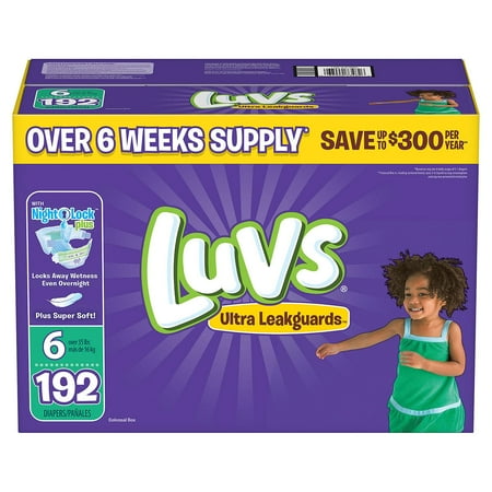 Free Diapers - Luvs Ultra Leakguards Diapers Size Size 6 - 192 ct. - Bulk Qty, Free Shipping - Comfortable, Soft, No leaking & Good nite Diapers