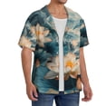 thumbnail image 2 of Gukieu Mountain Lotus Serenity Print Men's Short-sleeved Shirts, Button-down Pocket Shirts, T-shirts, Beach Vacation Travel Summer Clothing-Small, 2 of 5