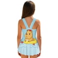 thumbnail image 2 of Uourmeti Cartoon Capybara & Apple Print Skirted One-Piece Swimsuit for Girls - Quick Dry, Stretchy Swim Dress for Beach & Pool Vacations, 2 of 8