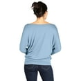 thumbnail image 3 of Dolman Tops for Women Sexy Off The Shoulder Tops Banded Waistband Shirts 3/4 Sleeves Regular and Plus Size Tops, 3 of 6