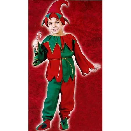 6-Piece Children's Plush Christmas Elf Costume - Size Large (12-14)