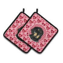 Carolines Treasures SS4515PTHD Gordon Setter Hearts Love and Valentines Day Portrait Pair of Pot Holders, 7.5HX7.5W,