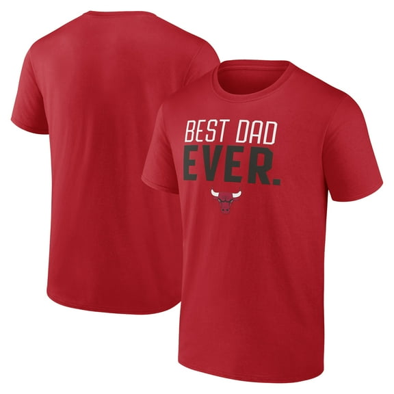 Men's Red Chicago Bulls Best Dad Ever Logo T-Shirt
