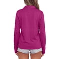 thumbnail image 4 of Qwertyu Women's Long Sleeve Polo Shirts Collared V Neck Golf Shirts Cotton Business Casual Work Tops Purple 3XL, 4 of 5