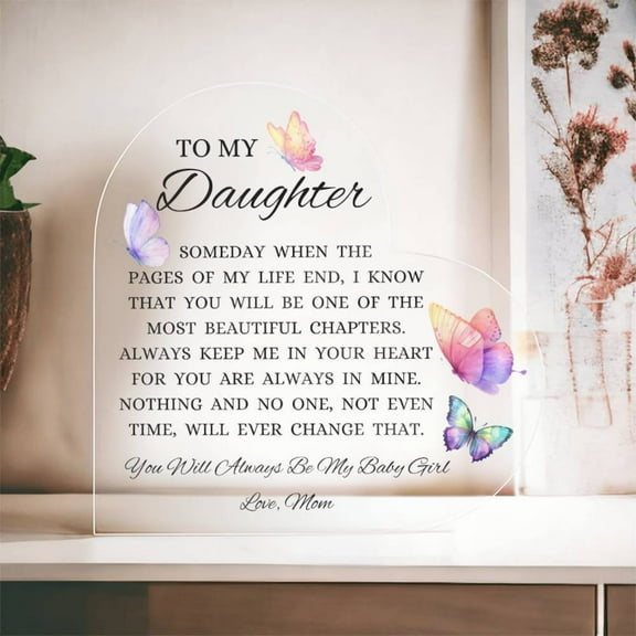 To My Daughter "When The Pages of My Life End" Heart Shaped Acrylic Plaque, Daughter Gift, Gift From Mom to Daughter, Mother Daughter Gift