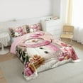 thumbnail image 3 of Manfei Cartoon Christmas Snowman Bedding Comforter Set,Merry Xmas Twin Comforter Sets,Pink Gold Green Bedding Set For Girl Boys Kids,Super Cozy Room Decor Reversible,2-Piece, 3 of 8