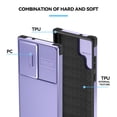 thumbnail image 3 of for Samsung Galaxy S21 Ultra Case, Slide Camera Cover Protector Military Grade Non-Slip Anti-fall Anti-scratch Drop Proof Shockproof Protective Hybrid Bumper Phone Case,Purple, 3 of 8
