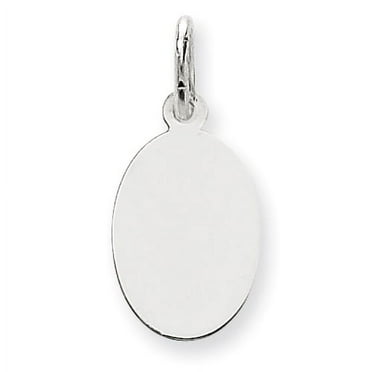 14k White Gold Plain .013 Gauge Oval Engravable Disc Charm
