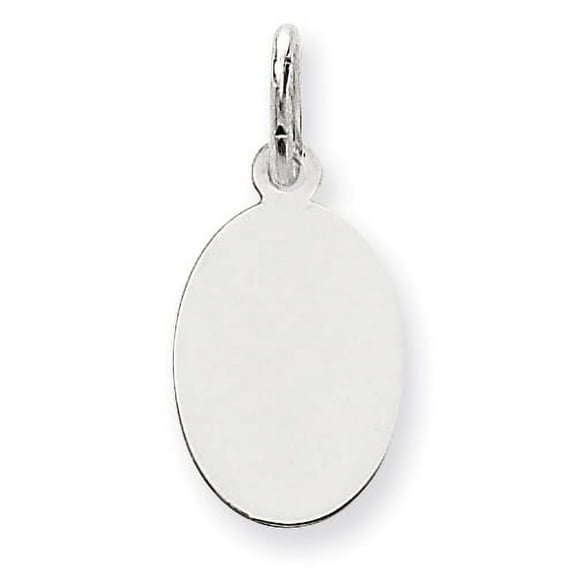 14k White Gold Plain .013 Gauge Oval Engravable Disc Charm