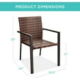 thumbnail image 2 of PetFurnishn Set of 2 Stackable Outdoor Wicker Dining Chairs All-Weather Firepit Armchair w/Armrests, Steel Frame for Patio, Deck, Garden, Yard - Light Brown, 2 of 8